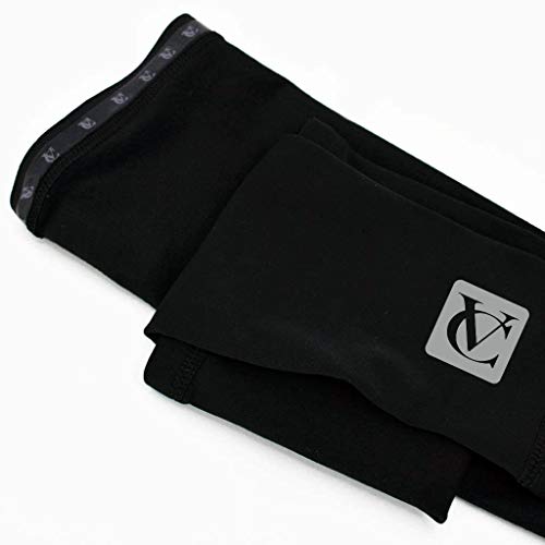 VeloChampion Thermo Tech Lite Calentadores de piernas para Ciclismo - Negros Leg Warmers Black (Black, Large)