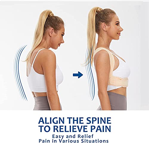 Vicorrect Corrector de Espalda para Mujeres y Hombres, Corrector Postura Espalda Ajustable para Enderezar la Espalda Alta y Proporcionar Alivio al Dolor de Cuello, Hombros y Espalda Superior (S/M)