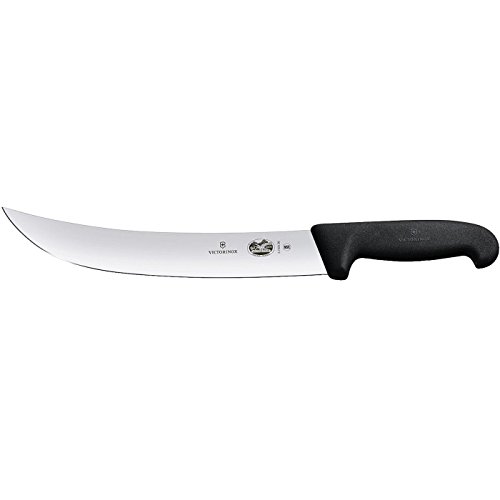 Victorinox Fibrox Cuchillo de cocina, cuchillo de banco con mango ergonómico de madera y hoja de 25 cm, color negro