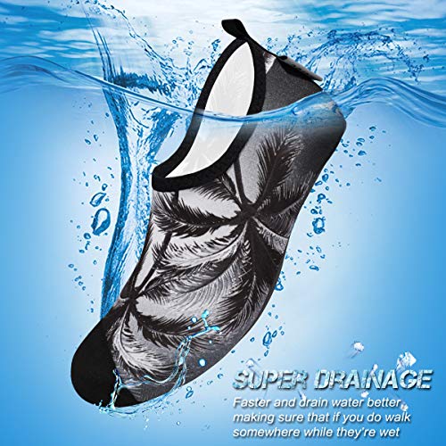 VIFUUR Zapatos de Agua Hombre Mujer Escarpines Zapatillas de Yoga Descalzos Secado rápido para bucear al Aire Libre en la Playa Coco Negro EU46/47