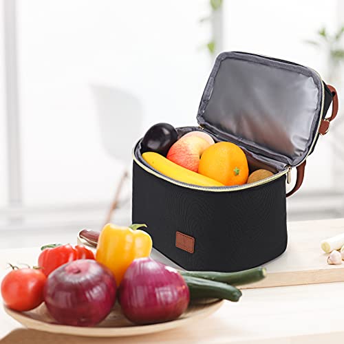 Vogshow 9L Bolsa Termica Porta Alimentos, Doble Compartimentos Bolsa Isotermica Comida Almuerzo Mujer Trabajo Picnic Lunch Bag Impermeable (Negro)