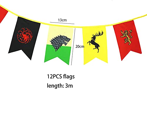 VTYHYJ decoración cumpleaños Juego de Tronos Stark Targaryen Lannister Bandera Canción de Hielo y Fuego póster 20x13CM