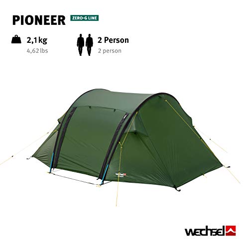 Wechsel Tents Pioneer - Tienda de Camping Tipo Túnel para 2 Personas Ultraligero para 4 Estaciones, Zero-G Line, Color Verde