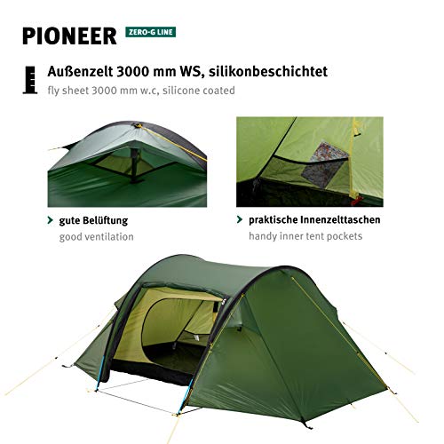 Wechsel Tents Pioneer - Tienda de Camping Tipo Túnel para 2 Personas Ultraligero para 4 Estaciones, Zero-G Line, Color Verde