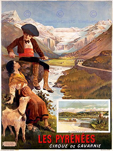 Wee Blue Coo Travel AD Vintage D'ALESI Pyrenees Cirque DE GAVARNIE Art Print Poster HP1110