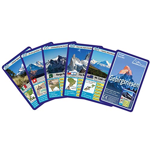 Wendels Kartenspiele Juego de 5 juegos de cartas de montaña ríos, ciudades y países de la trompa, pequeños regalos para niños y familia