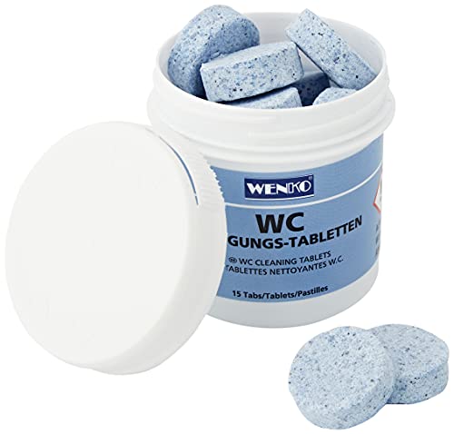 WENKO Pastillas de limpieza para inodoro, 15 unidades, sin fosfatos, capacidad: composición química, 2 x 2 cm, color azul