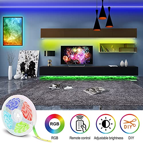 WenTop Tiras LED 10M, Luces LED Habitación, Tira LED RGB Color con Control Remoto, Para Decoración de TV, Techo, Dormitorio, Bares