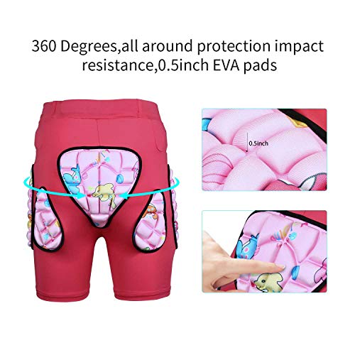 WILDKEN Pantalones Cortos de Protección para Niños Infantil Hip Equipo Acolchados de Protección para Cadera para Esquiar Skate Ski Snowboard (Rosa, M)