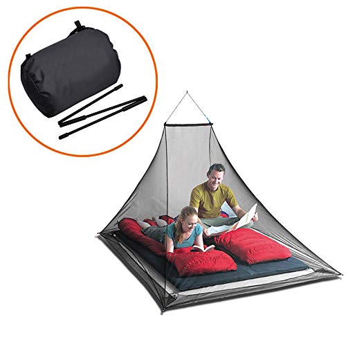 Wisolt Mosquitera para cama de camping doble compacta y ligera con 4 clavijas y 1 bolsa de transporte para camping senderismo pesca expediciones en la selva