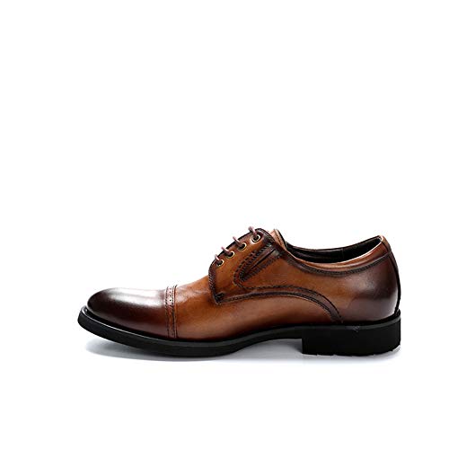 WMZQW Zapato con Cordones Oxford para Hombre Negocios Zapatos de Boda Brock Cuero Moda Formal Calzado 38-44,Marrón,39