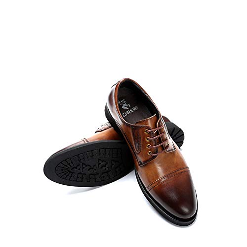 WMZQW Zapato con Cordones Oxford para Hombre Negocios Zapatos de Boda Brock Cuero Moda Formal Calzado 38-44,Marrón,39