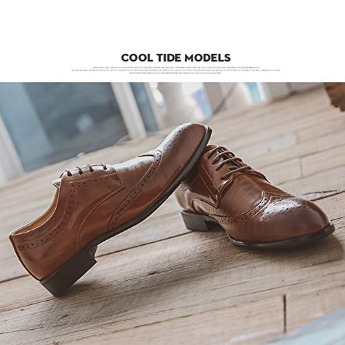 WMZQW Zapatos Brock Tallado para Hombres Oxford Cordones Cuero Boda Negocios Oficina Calzado Negro Marrón 38-45,Marrón,41