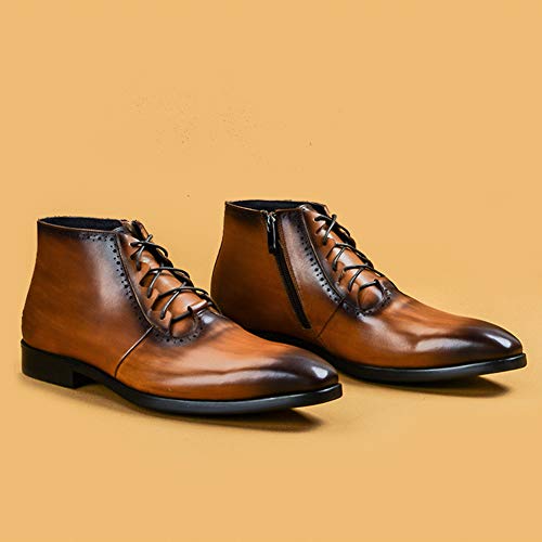 WMZQW Zapatos de Negocios Cordones para Hombre Brock Tallado Cuero Oxford Boda Calzado Vestir Cordones Zapatos 38-44,Marrón,38
