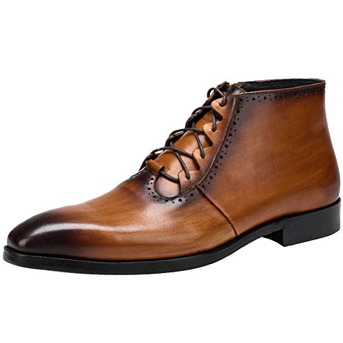 WMZQW Zapatos de Negocios Cordones para Hombre Brock Tallado Cuero Oxford Boda Calzado Vestir Cordones Zapatos 38-44,Marrón,38