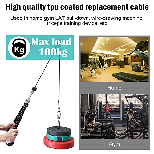 wocpvm Cable de acero de fitness para gimnasio, cable de repuesto, accesorios de cable de gimnasio en casa, sistema de cable de polea de fitness, cable de acero resistente para gimnasio en casa
