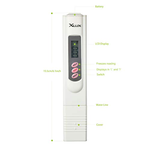 XLUX Medidor de Digital de Calidad del Agua para Filtro Osmosis inversa Probar Rango de medición de 0-9.990 ppm TDS