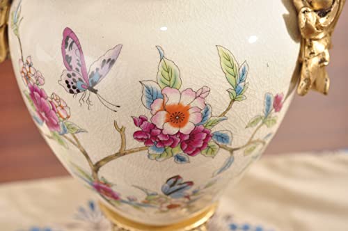 Yedaoiu Jingdezhen Gran jarrón de Piso de cerámica, florero de Flores Hecho a Mano en el jarrón Decorativo para el hogar para la Oficina de Bodas de Oficina 17"/ 43cm,Blanco