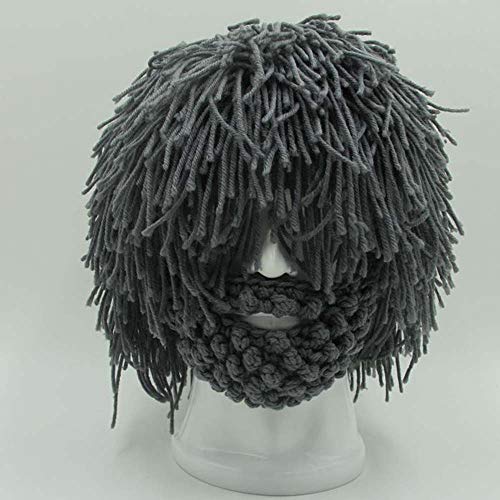 YEKEYI Viking - Gorro de lana para barba con diseño de calavera - negro - talla única