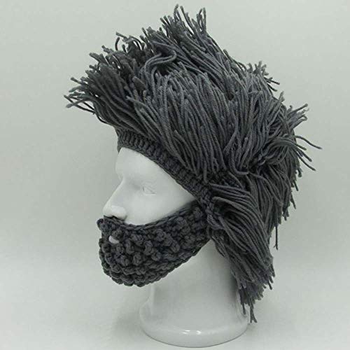 YEKEYI Viking - Gorro de lana para barba con diseño de calavera - negro - talla única