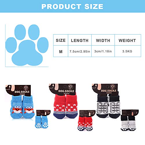Yemiany Calcetines para Perros,Zapatos para Perros,12PCS Calcetines para mascotas Calcetines para gatos Protector de patas con 12 calcetines de vendaje antideslizantes para uso en exteriores(3juegos)