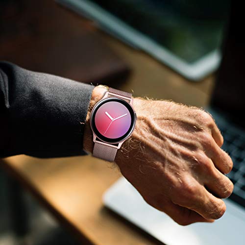 YHC Correas Compatible con Samsung Galaxy Watch Active 2,Pulsera de Reloj Tejida de Acero Inoxidable de 20mm para Galaxy Watch 42mm/Gear S2 Classic/Gear Sport (Rosa Rosa)
