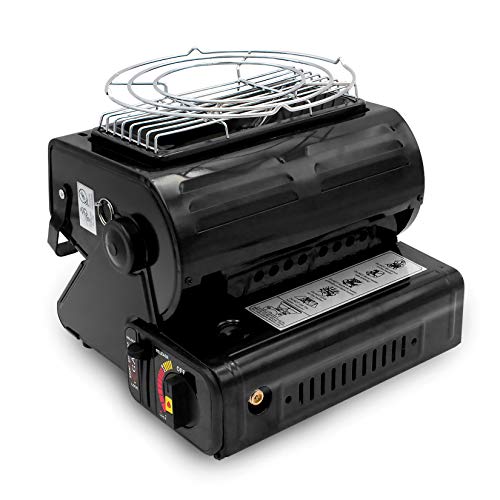 Yinleader Calefactor de gas de cerámica, calefactor para exteriores, camping, quemador de cerámica, 1,3 kW, color negro
