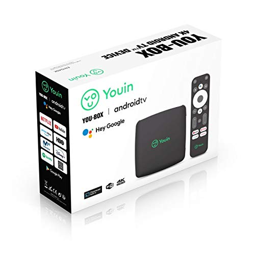 Youin You-Box EN1040K - TV box Android TV 4K UHD - Asistente de Google y Chromecast integrado - Producto Exclusivo Amazon, negro