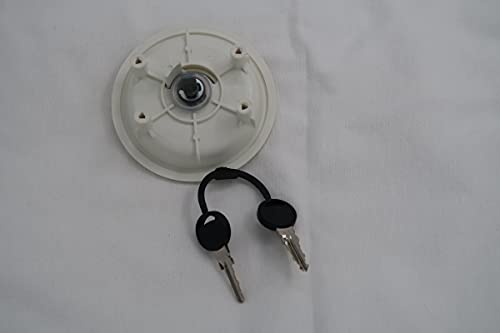 Zadi - Cerradura exterior blanca con cilindro y llave para autocaravana, giratoria: derecha