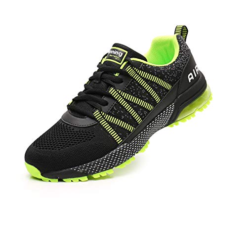 Zapatillas de Deporte Hombre Mujer Ligero Air Running Zapatos para Correr Respirable Bambas Deportivo Calzado Andar Crossfit Sneakers Gimnasio Casuales Fitness Outdoor Green37