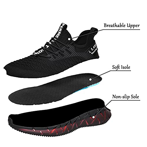 Zapatillas de Deportes Hombre Mujer Zapatos Deportivos Running Zapatillas para Correr Ligero y con Estilo Negro Blanco Gris Dorado G156 Black 39 EU