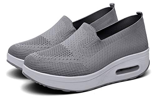 Zapatillas Deportivas de Mujer Zapatos Running Fitness Gym Outdoor Sneaker Casual Mesh Transpirable Comodas, Gris, 38 EU