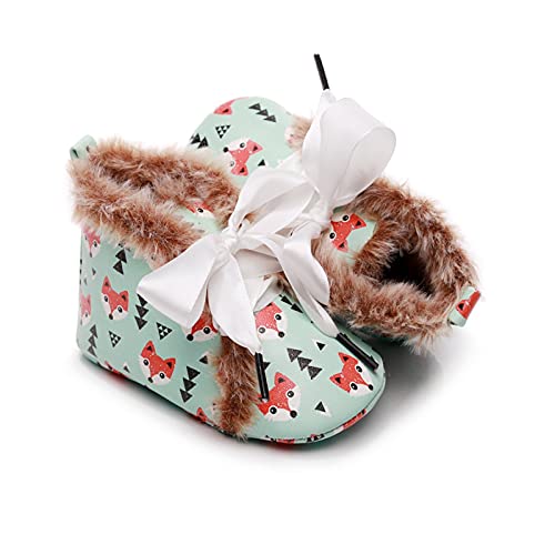 zapatos de bebé Recién nacido leopardo impresión nieve encaje hacia arriba botines for niñas infantiles invierno cálido cuna zapatos botines de lana para bebé ( Color : RD , Size : 6-12 Months )
