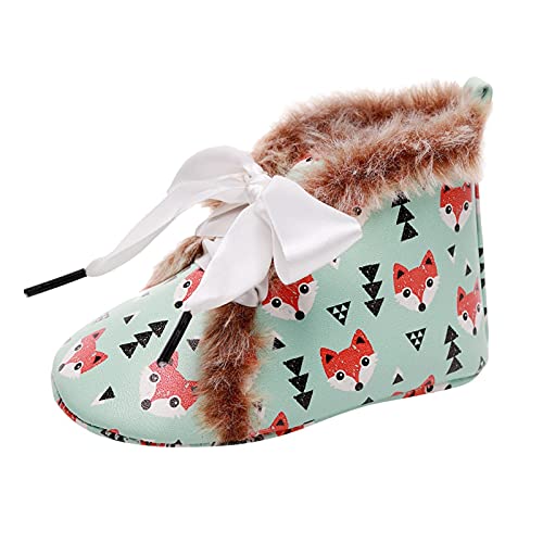 zapatos de bebé Recién nacido leopardo impresión nieve encaje hacia arriba botines for niñas infantiles invierno cálido cuna zapatos botines de lana para bebé ( Color : RD , Size : 6-12 Months )