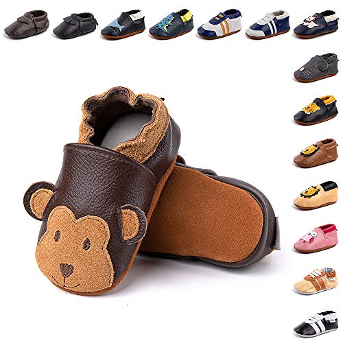 Zapatos Primeros Pasos Bebe Niña Niño Suave Cuero de Imitación Casual Zapatillas de Estar por Casa Pantuflas Infantiles Ligero 2-BRHZ 12 Meses