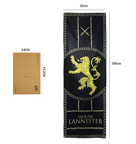 ZCWOLTM Regalos de cumpleaños para la Hija, [189X62CM] Stark Targaryen Lannister, Juego de Tronos Banderas para Decoración de Fiesta