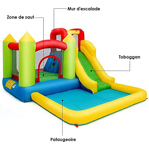 ZCYXQR Castillo Inflable para 3 niños de 3 a 10 años con múltiples Parques Infantiles, rocódromo y Kit de reparación (Deportes al Aire Libre)