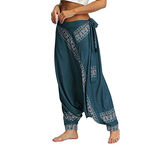 ZEZKT pantalón de Yoga Mujer, Pantalones Bombacho Mujer Yoga cagados como pantalón Chandal árabe Pantalones de Pilates Pantalones de Danza para Mujer Pantalones Sueltos Casuales para Mujer