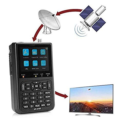 ZHITING-SP-2100 Dispositivo de medición de satén HD, DVB-S / S2 y MPEG-2/4 Buscador de satélite con Pantalla LCD de 3,5 Pulgadas para alineación satelital de Antena, automóvil, escaneo Manual y NIT