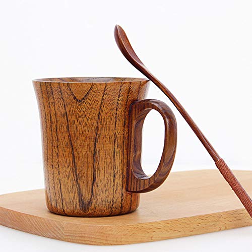 ZhiwenCZW - Taza de té de madera maciza natural, vasos de té, grande, taza de madera japonesa, aislante, de madera de junio con ácido creativo
