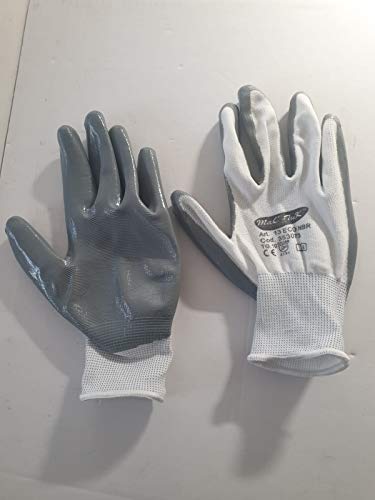 1 par de guantes de trabajo nitrilo/poliéster talla 10 equivalente XL