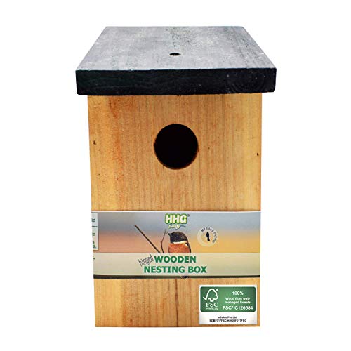 1 x Handy Home and Garden Caja Nido de Madera con Madera Tratada a Presión para Aves Silvestres y de Jardín - Hecho con 100% de Madera FSC, Bosques Sostenibles Amigables con el Medio Ambiente