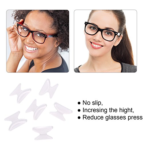10 Pares de Almohadilla de Nariz de Gafas de 1,8 mm Antideslizante Adhesiva Silicona para Anteojos de Sol Gafas (Transparente)
