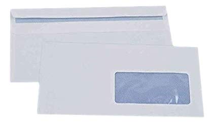 100 pequeño correo DL sobre con ventana de 45 x 100 - 90g papel blanco 110 x 220 mm sobre blanchefermeture adhesivo