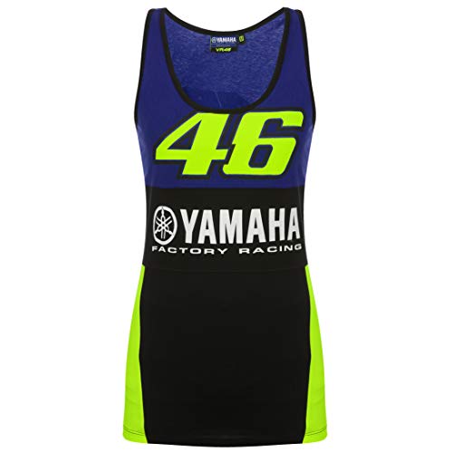 2019 Valentino Rossi VR46 Mujeres Tank Top Señoras Chaleco Yamaha Factory Racing, azul, Womens (XL) 98cm/39 Inch Chest