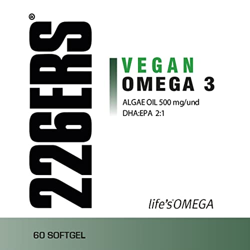 226ERS Vegan Omega 3 Algae Oil | Aceite de Algas con Omega 3 | Ácidos Grasos con Omega 3 + DHA + EPA | Omega 3 Vegano Apto para Embarazadas, Bebés, Niños y Adultos Mayores - 60 Cápsulas
