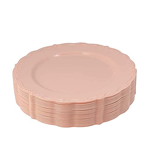 7,5 pulgadas 10,25 pulgadas plato de plástico duro platos irrompibles para la cena y platos de luz para ensalada (10,25 pulgadas de diámetro 26 cm placa rosa en relieve 6 piezas)