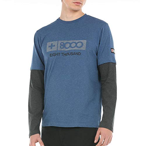 +8000 Auglaz Camiseta, Hombre, Azul Lavado Vigore, L