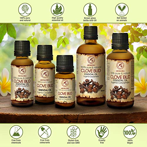 Aceite de Clavo 100 ml - Eugenia Caryophyllus - Indonesia - 100% Natural & Puro - Para el Bienestar - Belleza - Aromaterapia - Difusor - Difusor Aromático - Lámpara de Aroma - Clove Bud Essential