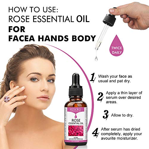 ¡Aceite esencial de rosa, Cuidado de la piel con Vitamina C, Mejorando las Arrugas Antienvejecimiento, Perfecto para Aromaterapia, Relajación, Terapia de la piel y más - NATURAL